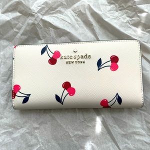 Kate Spade Staci dancing cherries printed large slim wallet